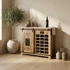 Rustic Forge Industrial Bar Cabinet with Wine Rack & Sliding Barn Door