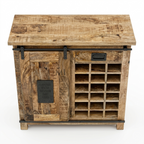 Rustic Forge Industrial Bar Cabinet with Wine Rack & Sliding Barn Door