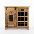 Rustic Forge Industrial Bar Cabinet with Wine Rack & Sliding Barn Door