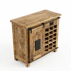 Rustic Forge Industrial Bar Cabinet with Wine Rack & Sliding Barn Door