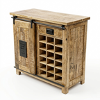 Rustic Forge Industrial Bar Cabinet with Wine Rack & Sliding Barn Door