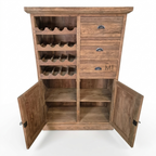 Heritage Teak Wood Bar Cabinet with Wine Rack & Multi-Storage