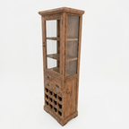 Regal Teak Wood Display Bar Cabinet with Glass Door & Wine Rack