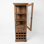 Regal Teak Wood Display Bar Cabinet with Glass Door & Wine Rack