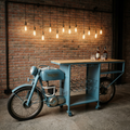Vintage Motorcycle Bar Cabinet & Wine Console Table – Industrial Solid Wood Finish