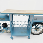 Vintage Motorcycle Bar Cabinet & Wine Console Table – Industrial Solid Wood Finish