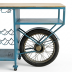 Vintage Motorcycle Bar Cabinet & Wine Console Table – Industrial Solid Wood Finish