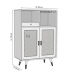 Nordic Rattan Bar Cabinet with Glass Holder &amp; Storage