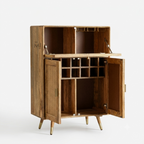 Luna Rattan Bar Cabinet with Glass Holder & Storage
