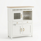 Coastal Haven Bar Cabinet with Glass Holder & Multi-Storage