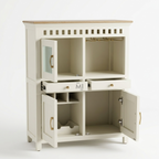 Coastal Haven Bar Cabinet with Glass Holder & Multi-Storage