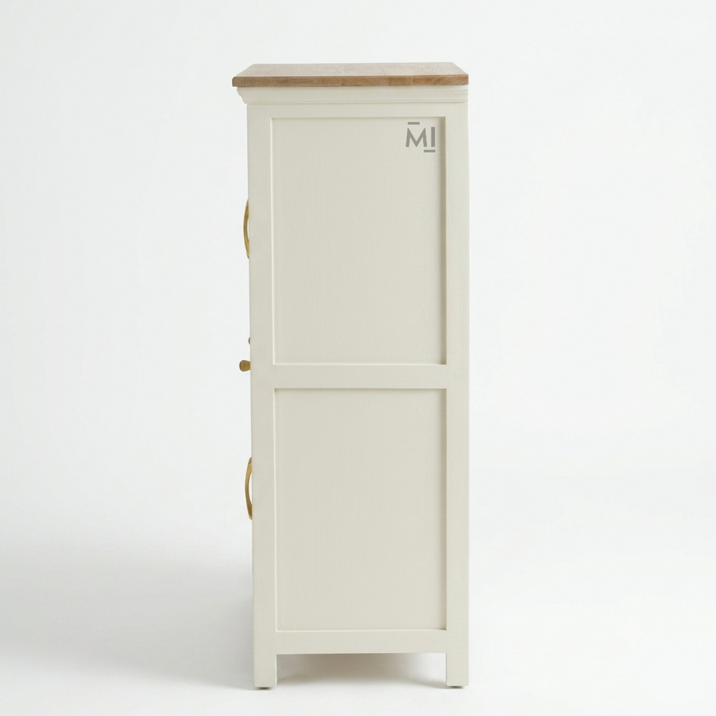 Coastal Haven Bar Cabinet with Glass Holder & Multi-Storage