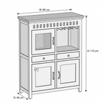 Coastal Haven Bar Cabinet with Glass Holder & Multi-Storage