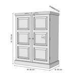 Solid Wood Fold-Out Bar Cabinet with Double Doors & Expandable Side Panels | Natural Finish