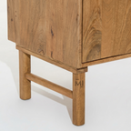 Modern Wood Bar Cabinet with Decorative Doors & Marble-Top Serving Surface