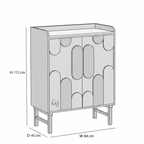 Modern Wood Bar Cabinet with Decorative Doors & Marble-Top Serving Surface