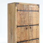 Rustic Solid Wood Bar Cabinet with Wine Rack, Glass Storage & Multi-Drawer Organizer | Industrial Home Bar Cabinet