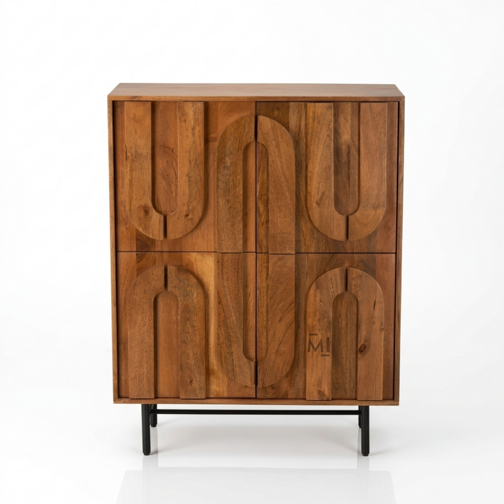 Arco Nova Bar Cabinet – Solid Wood Designer Bar Storage Cabinet