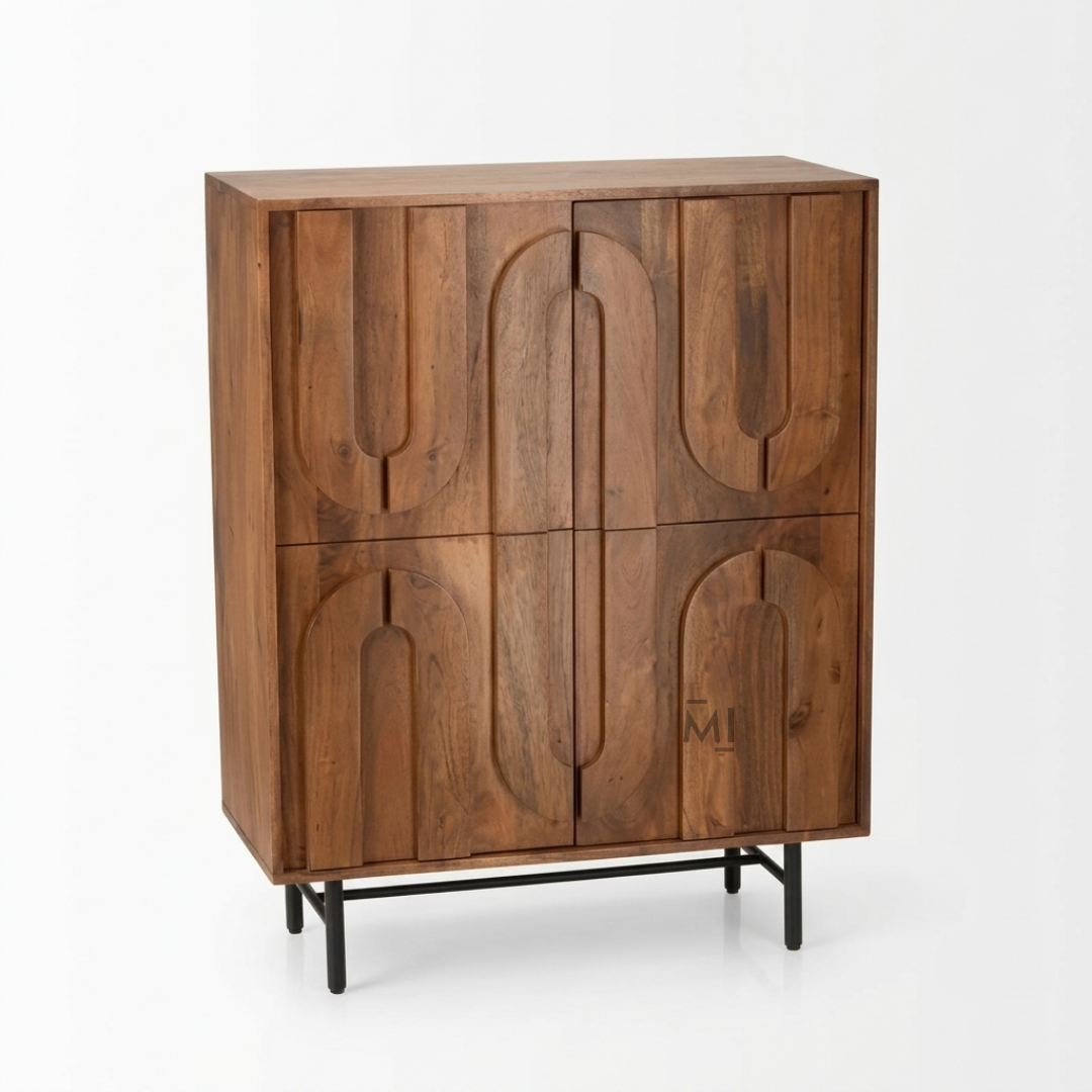 Arco Nova Bar Cabinet – Solid Wood Designer Bar Storage Cabinet