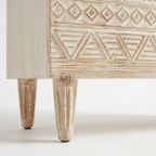 Tribal Crest Bar Cabinet – Hand-Carved Solid Wood Bar Storage Cabinet