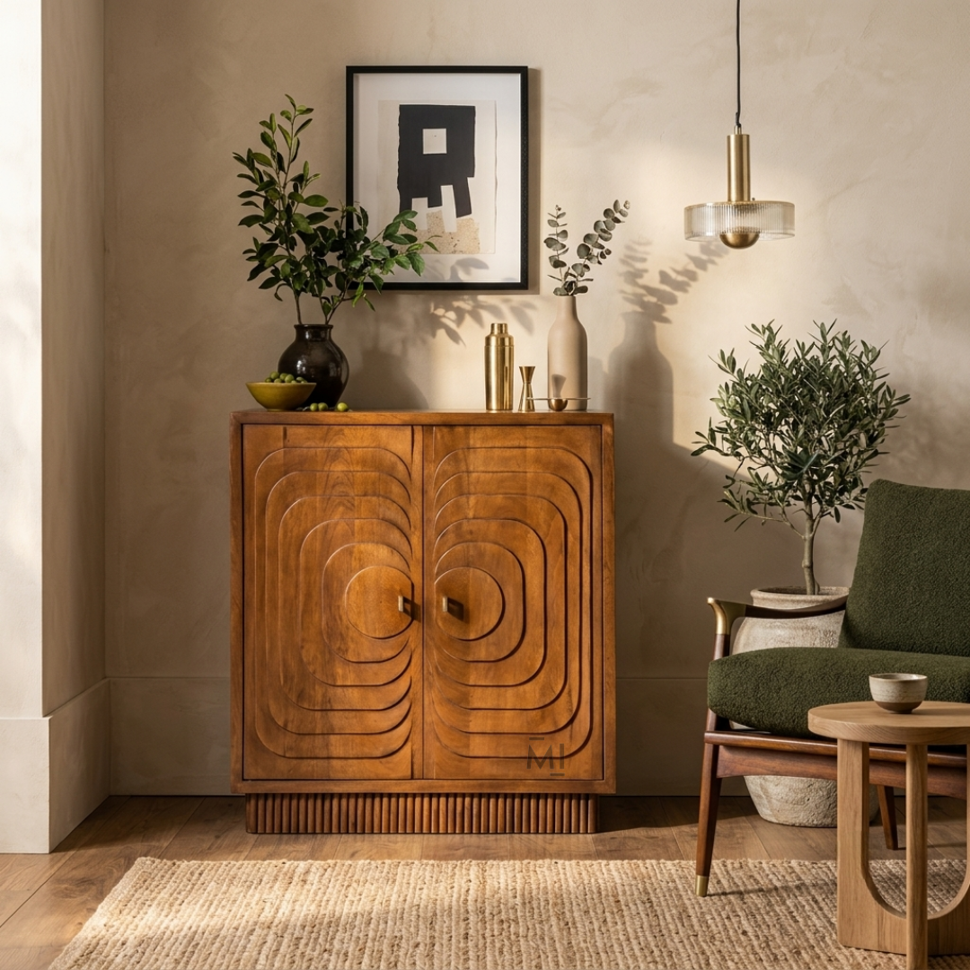 Orbita Luxe Bar Cabinet – Modern Solid Wood Designer Bar Cabinet