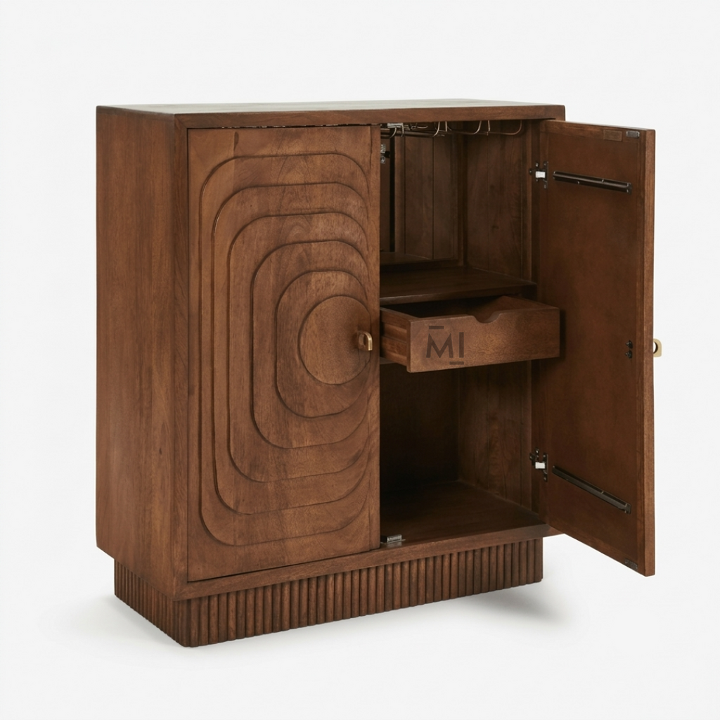 Orbita Luxe Bar Cabinet – Modern Solid Wood Designer Bar Cabinet