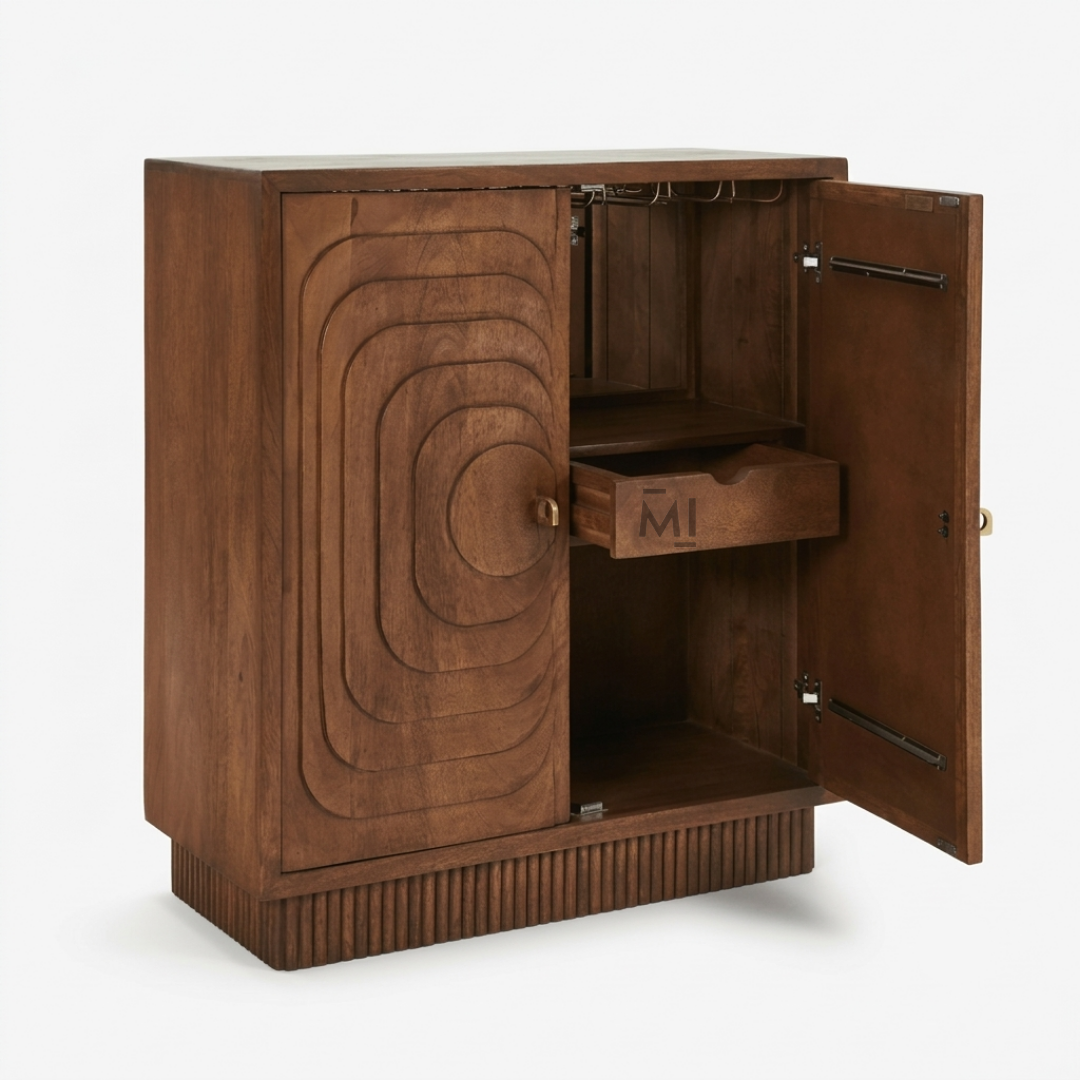 Orbita Luxe Bar Cabinet – Modern Solid Wood Designer Bar Cabinet