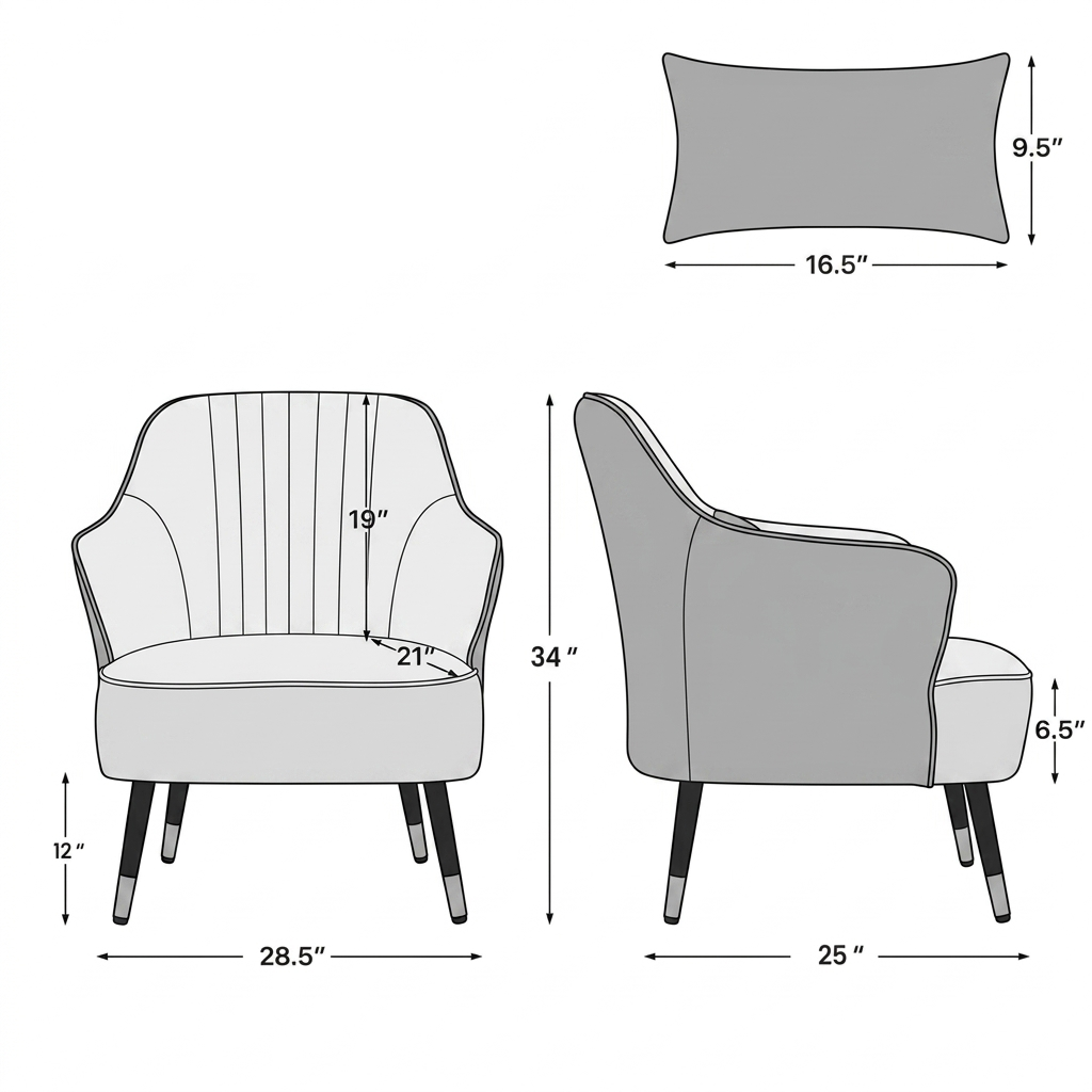 Modern Upholstered Accent Chair | Contemporary Lounge Chair with Gold-Tipped Legs