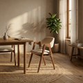 Nordic Crest Upholstered Dining Chair-Solid Wood Frame