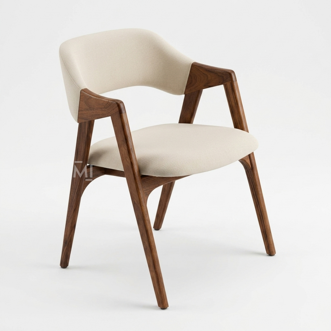 Nordic Crest Upholstered Dining Chair-Solid Wood Frame