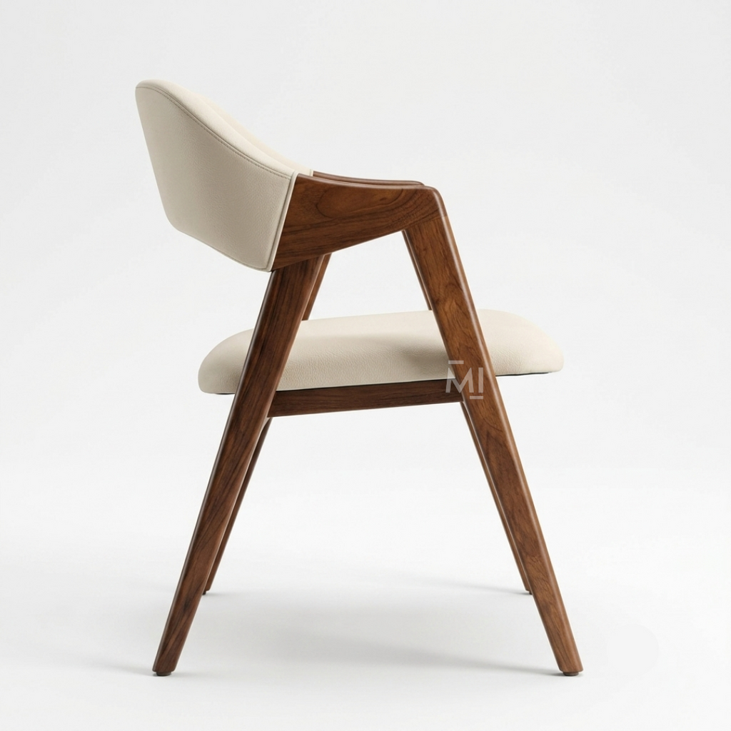 Nordic Crest Upholstered Dining Chair-Solid Wood Frame