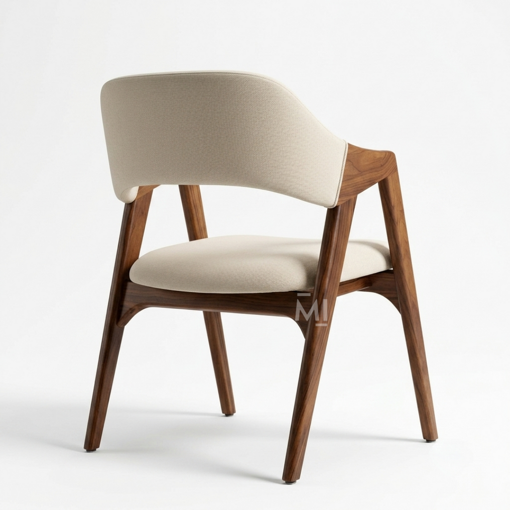 Nordic Crest Upholstered Dining Chair-Solid Wood Frame