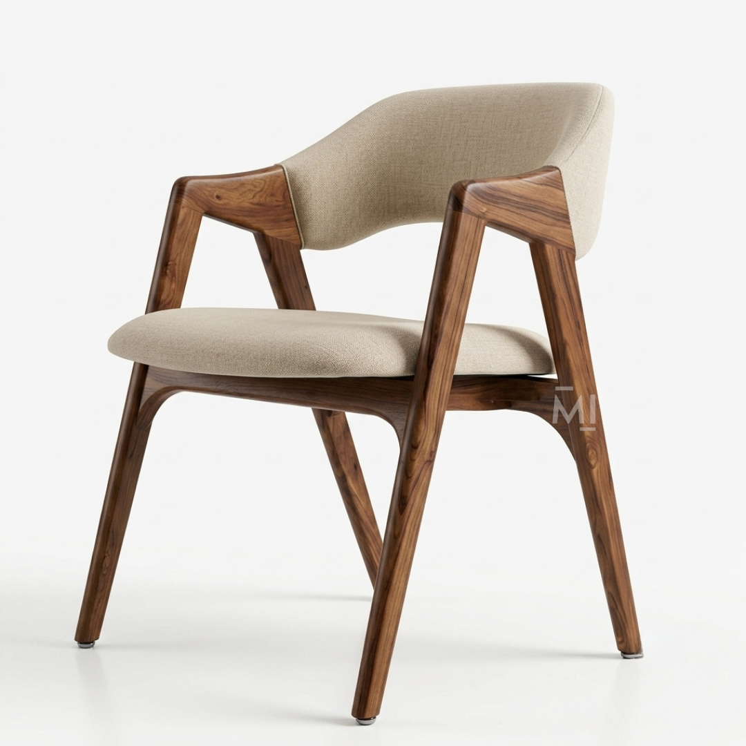 Nordic Crest Upholstered Dining Chair-Solid Wood Frame