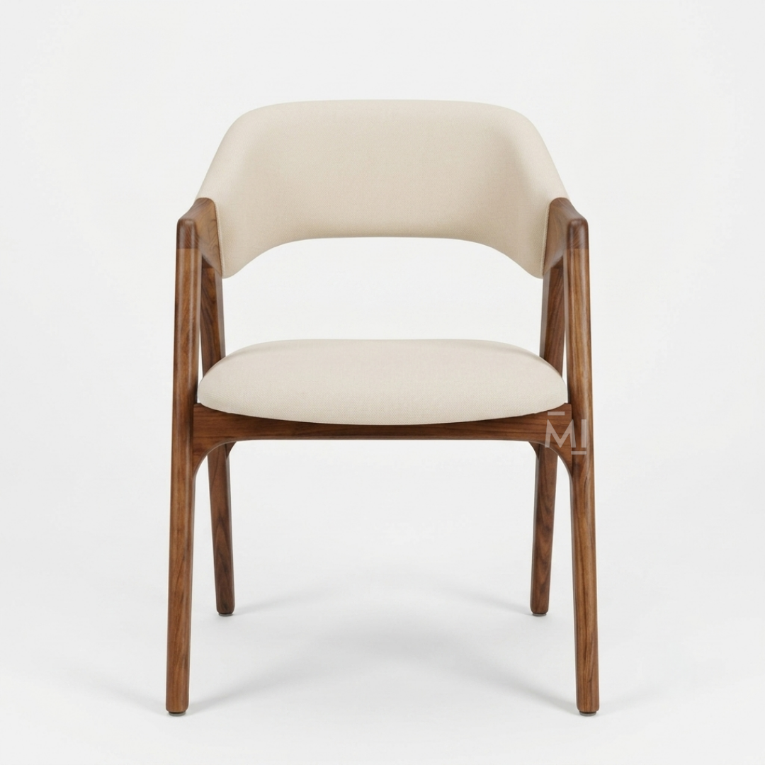 Nordic Crest Upholstered Dining Chair-Solid Wood Frame
