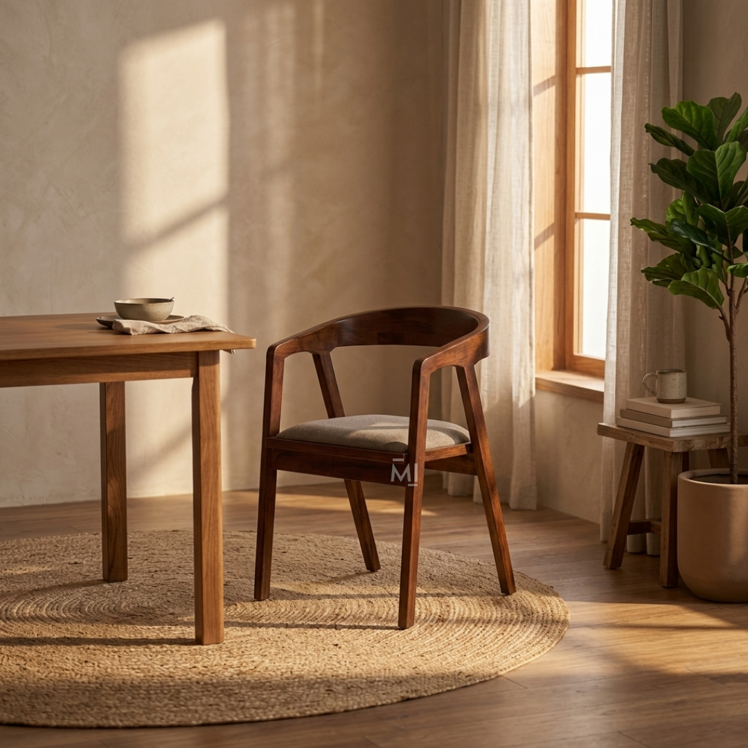 Oslo Curve Solid Wood Dining Chair with Upholstered Seat