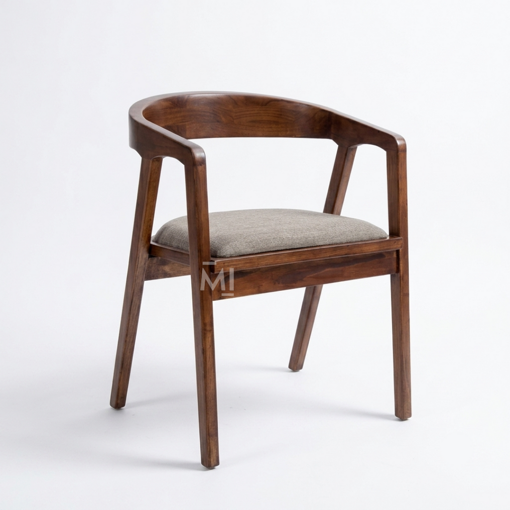 Oslo Curve Solid Wood Dining Chair with Upholstered Seat