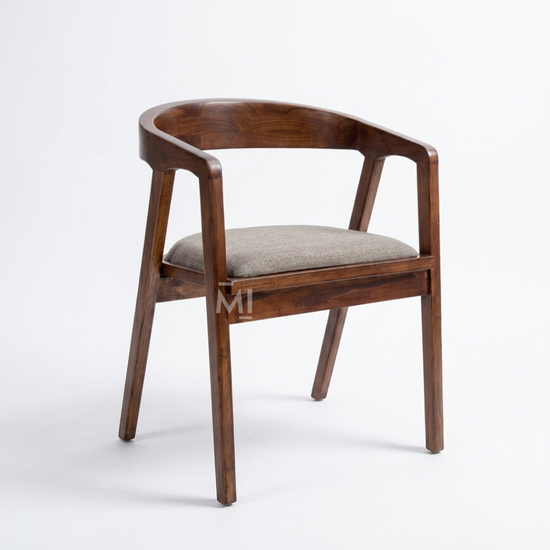 Oslo Curve Solid Wood Dining Chair with Upholstered Seat