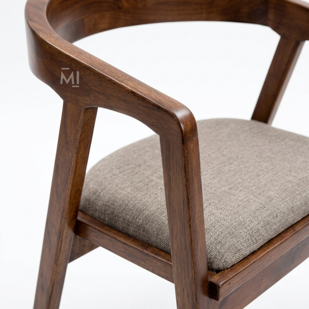 Oslo Curve Solid Wood Dining Chair with Upholstered Seat