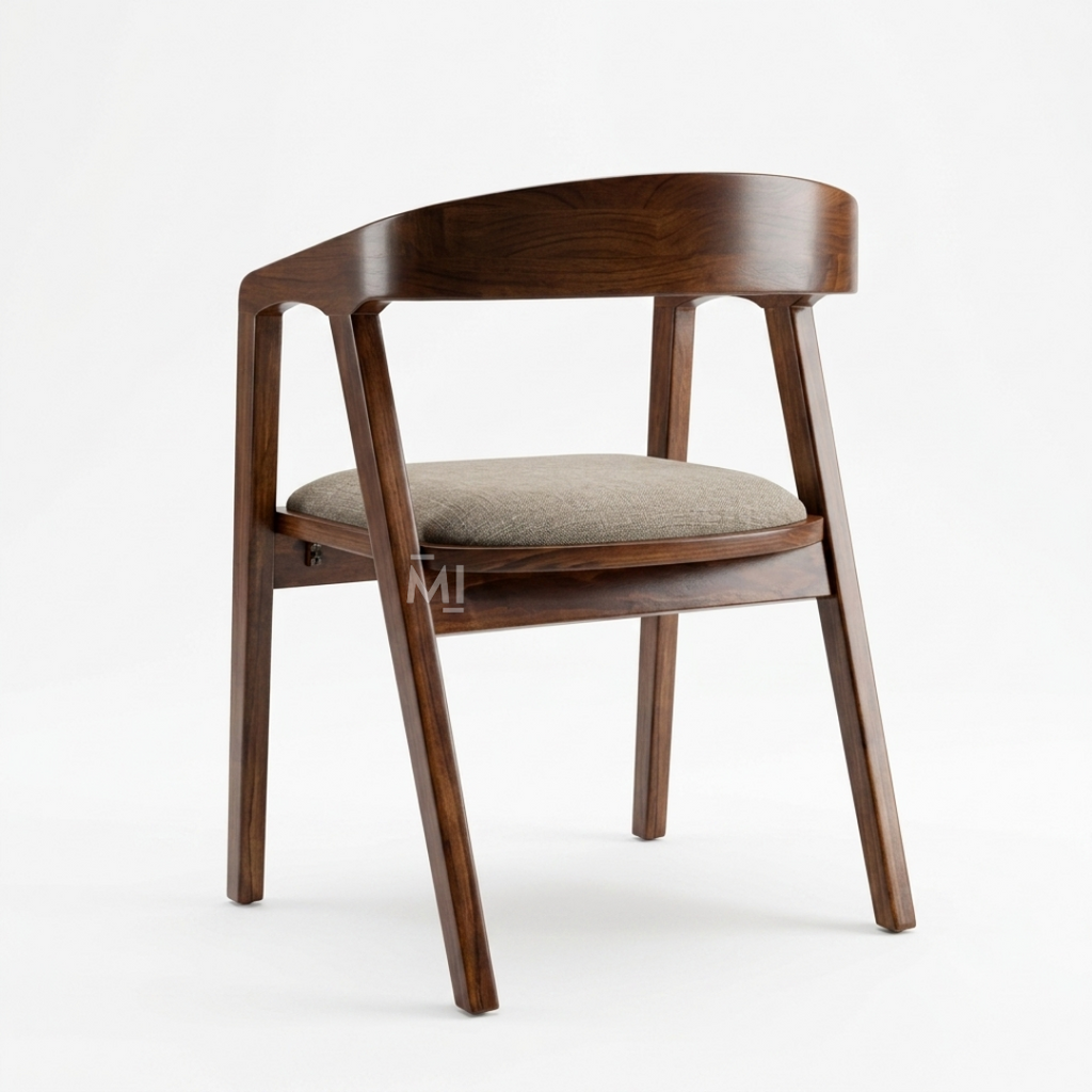 Oslo Curve Solid Wood Dining Chair with Upholstered Seat