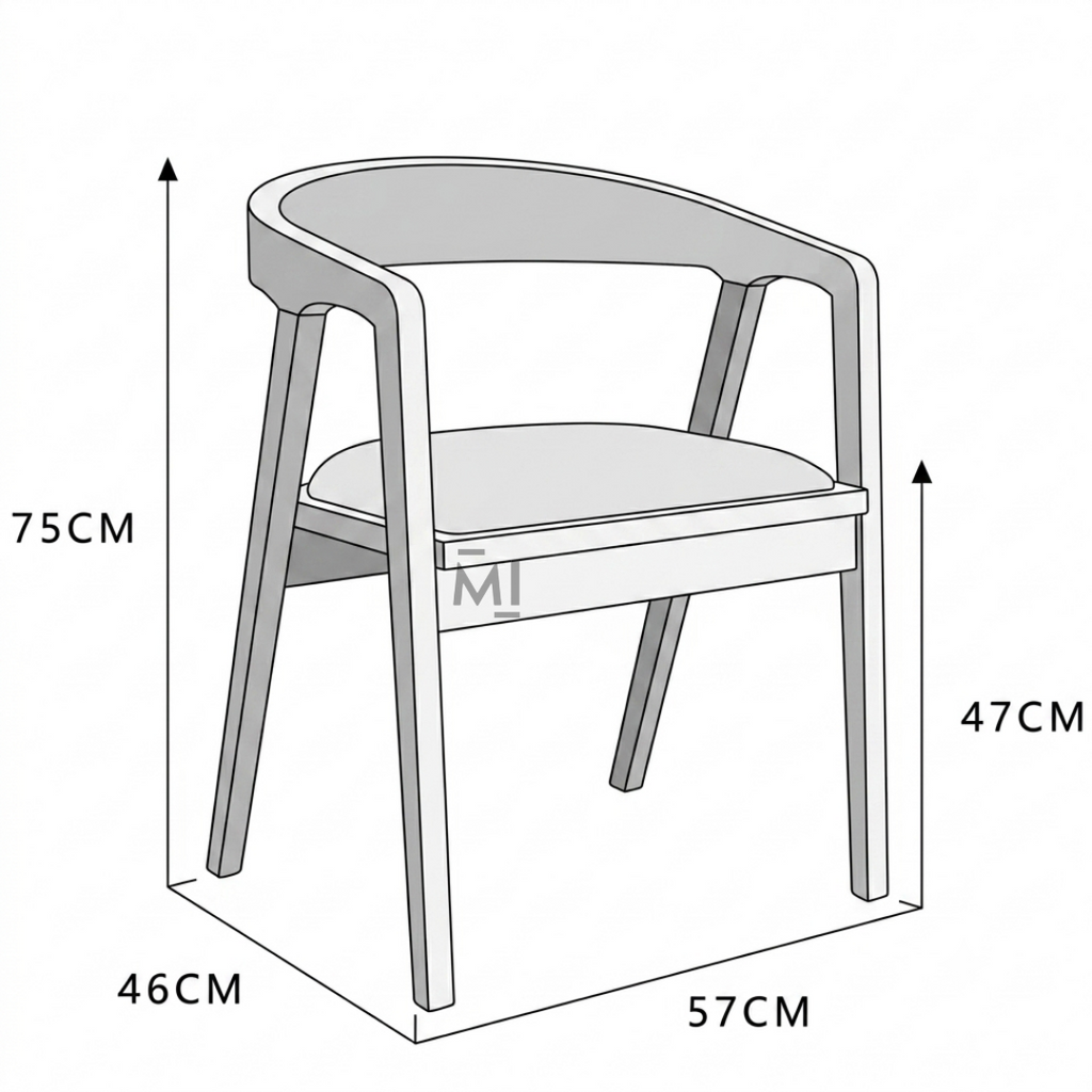 Oslo Curve Solid Wood Dining Chair with Upholstered Seat