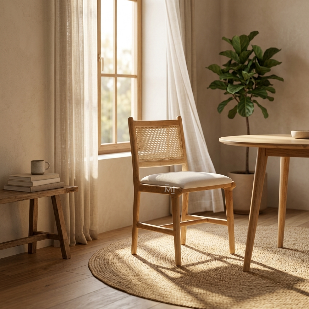 Luma Rattan Dining Chair – Acacia Wood & Hand-woven Rattan Chair