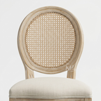 Aurelia Wood Dining Chair & Rattan Back-Rest & Off-White Seating