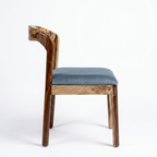 Modern Solid Wood Dining Chair with Upholstered Blue Fabric Seat | Contemporary Dining Chair