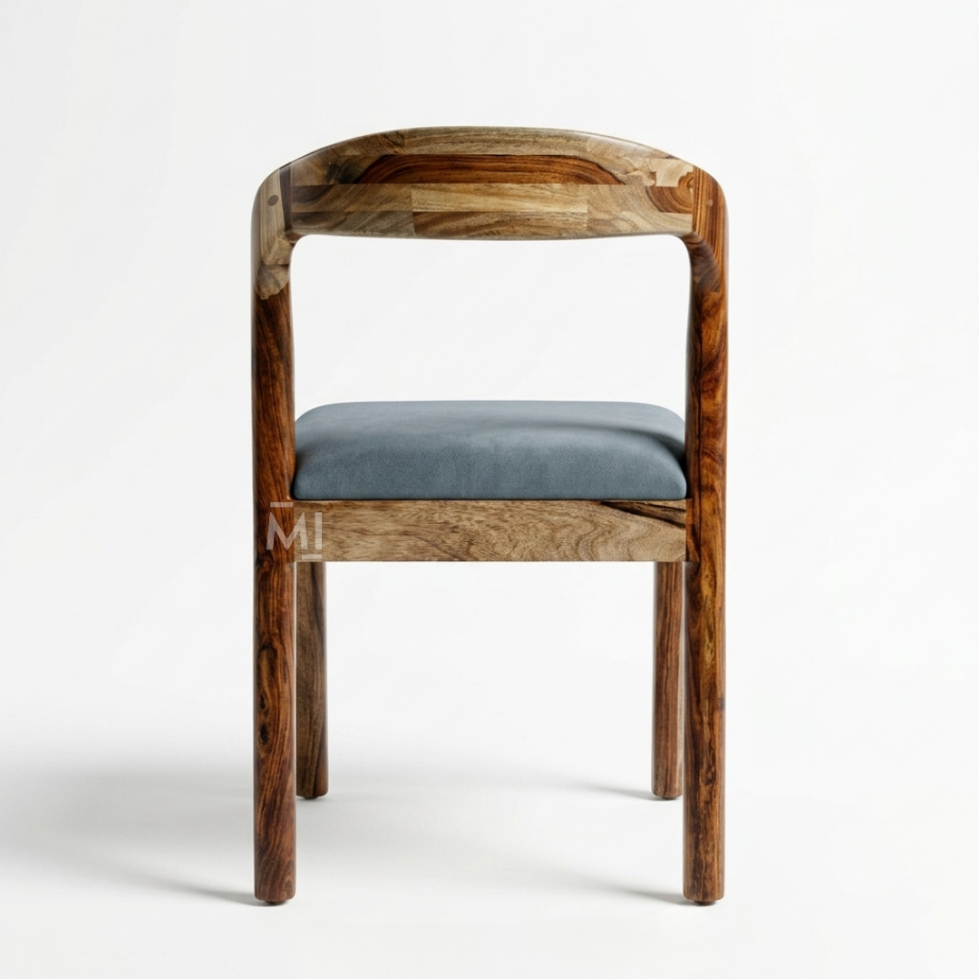 Modern Solid Wood Dining Chair with Upholstered Blue Fabric Seat | Contemporary Dining Chair