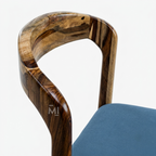 Modern Solid Wood Dining Chair with Upholstered Blue Fabric Seat | Contemporary Dining Chair