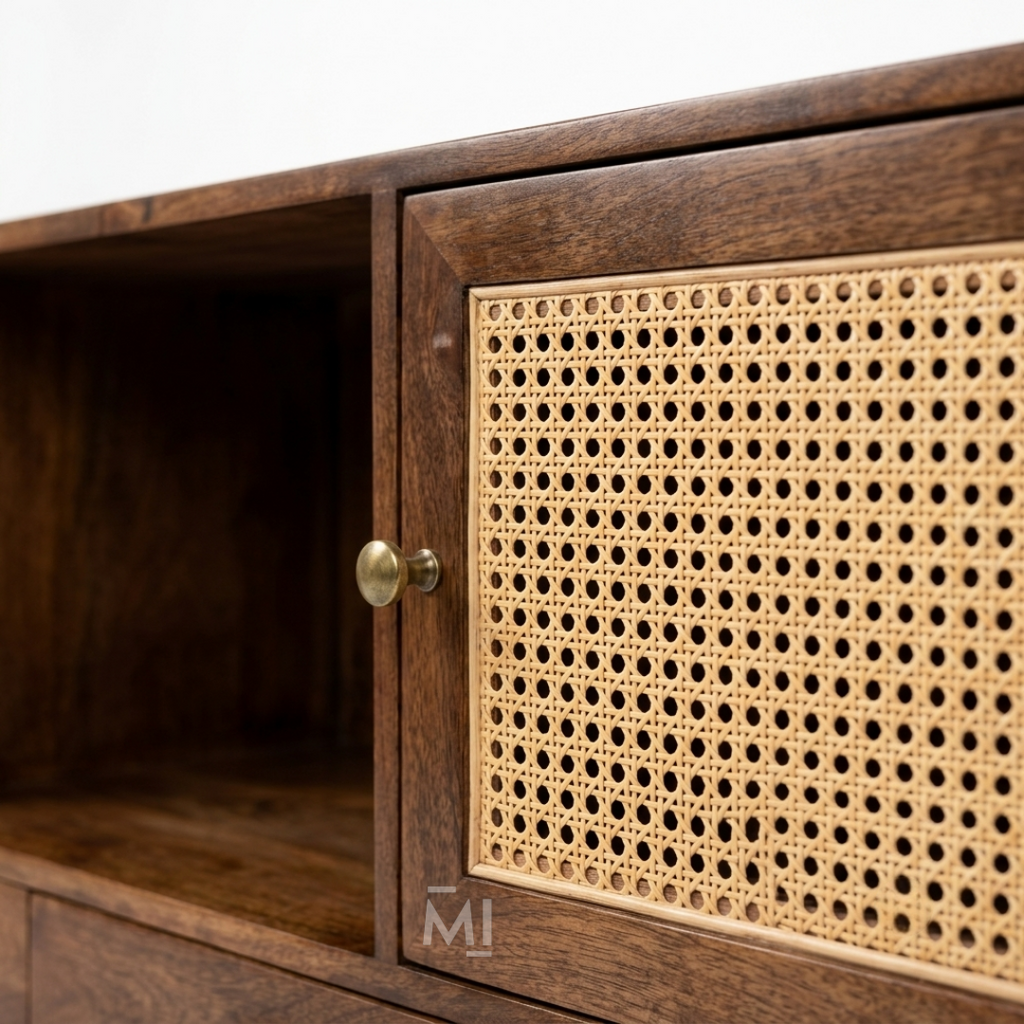 Nordic Cane Luxe TV Unit with Drawers & Storage