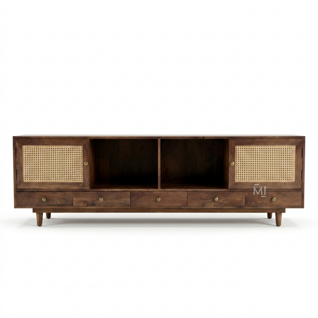 Nordic Cane Luxe TV Unit with Drawers & Storage