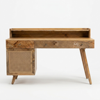 NordicCraft™ Solid Wood Study Desk with Cane Cabinet