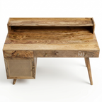 NordicCraft™ Solid Wood Study Desk with Cane Cabinet