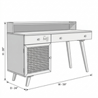 NordicCraft™ Solid Wood Study Desk with Cane Cabinet